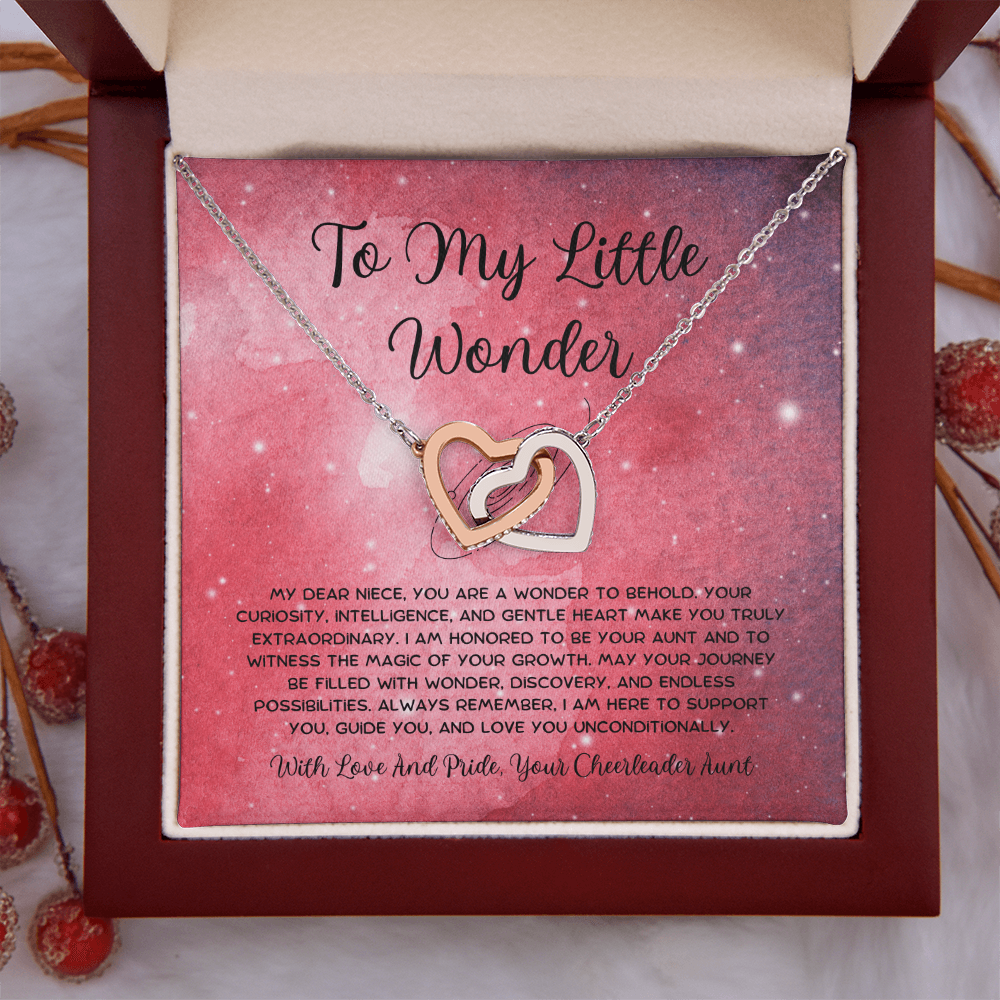 To My Little Wonder - From Aunt to Niece Interlocking Hearts Necklace