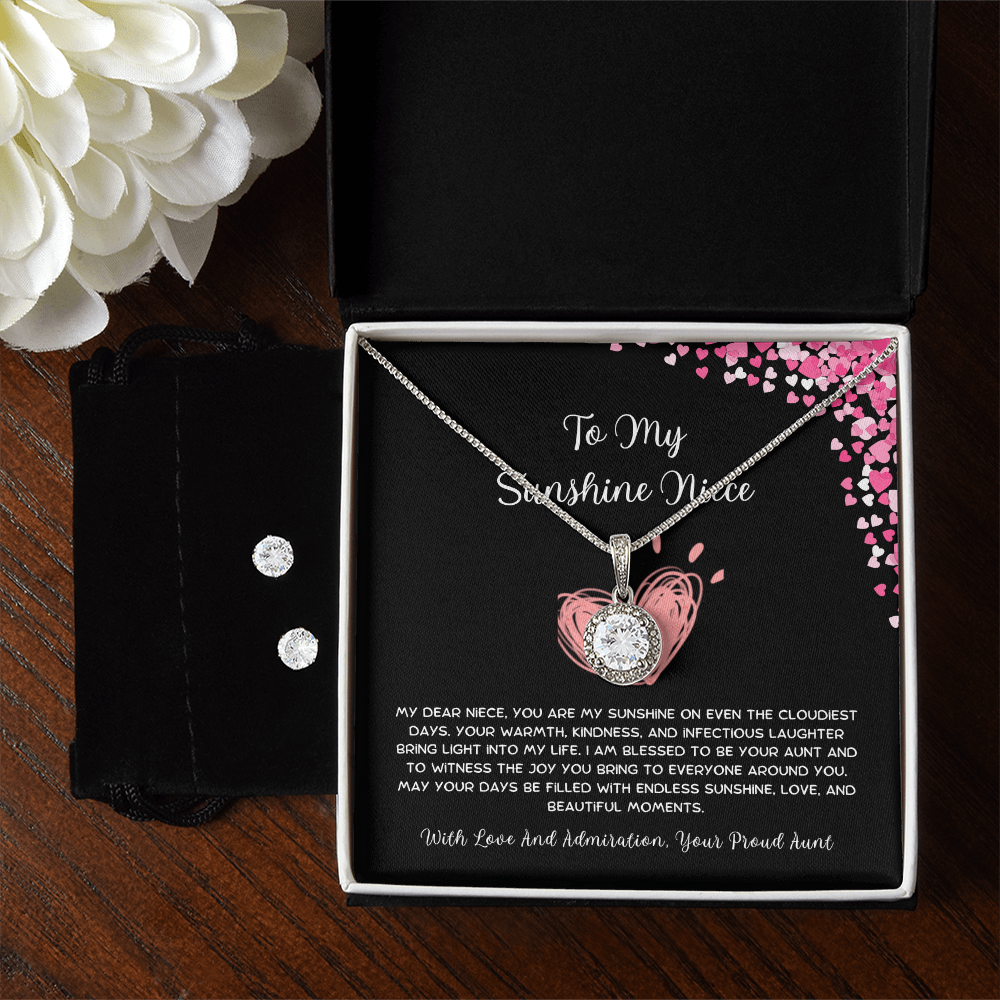 To My Sunshine Niece - From Aunt to Niece Eternal Hope Necklace With Earrings