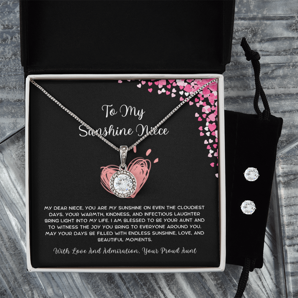 To My Sunshine Niece - From Aunt to Niece Eternal Hope Necklace With Earrings