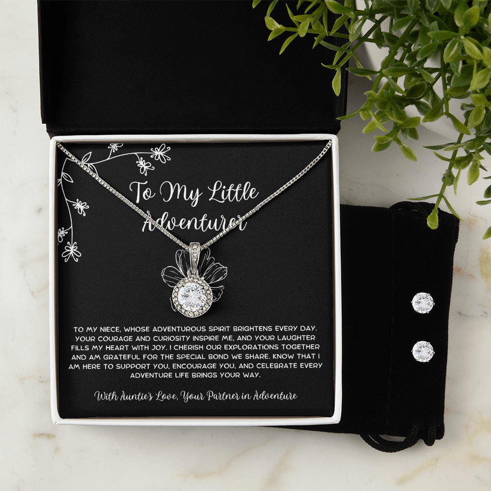 To My Little Adventurer - From Aunt to Niece Eternal Hope Necklace With Earrings