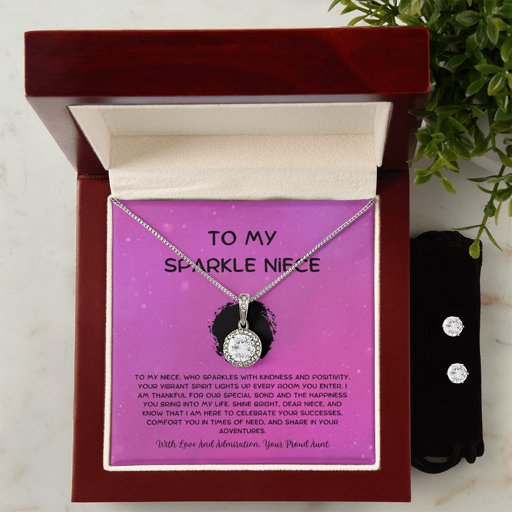 To My Sparkle Niece - From Aunt to Niece Eternal Hope Necklace With Earrings
