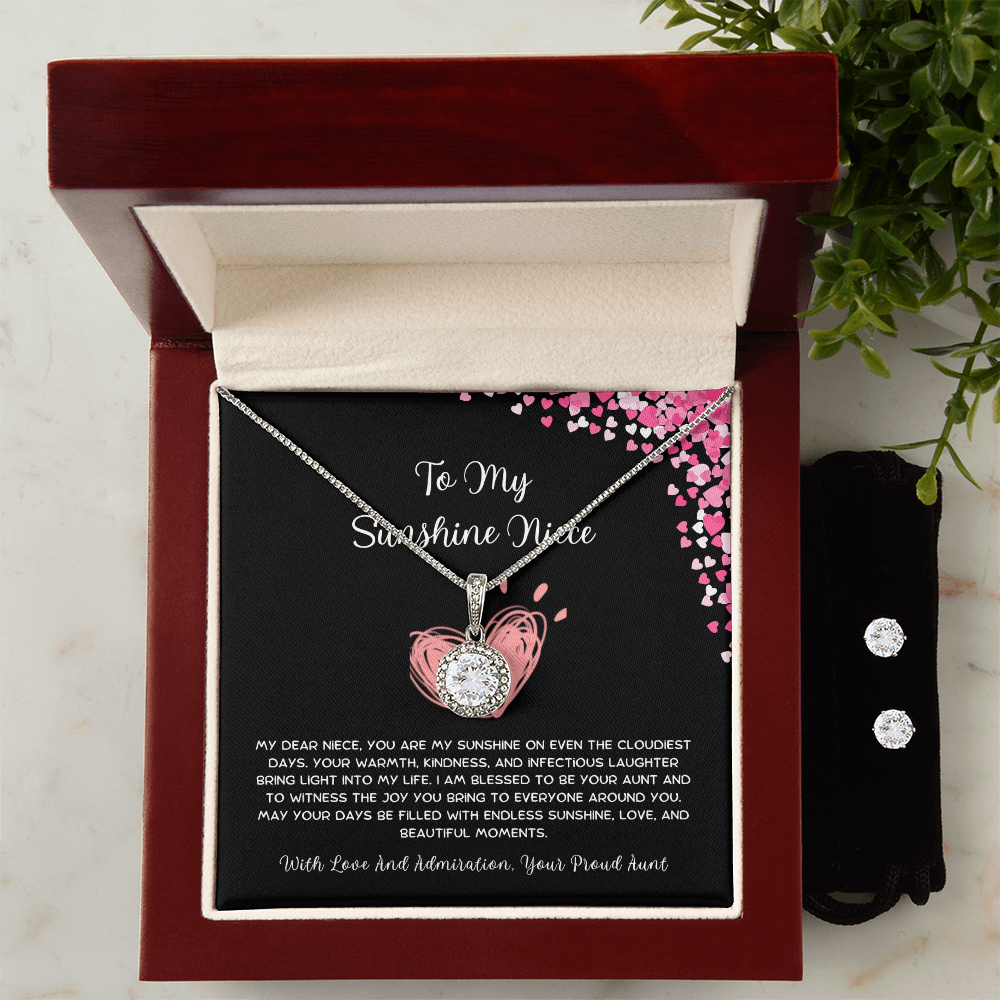 To My Sunshine Niece - From Aunt to Niece Eternal Hope Necklace With Earrings