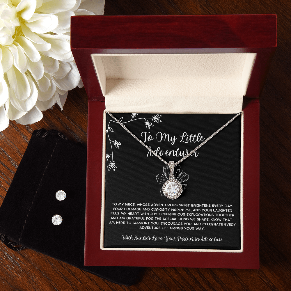 To My Little Adventurer - From Aunt to Niece Eternal Hope Necklace With Earrings