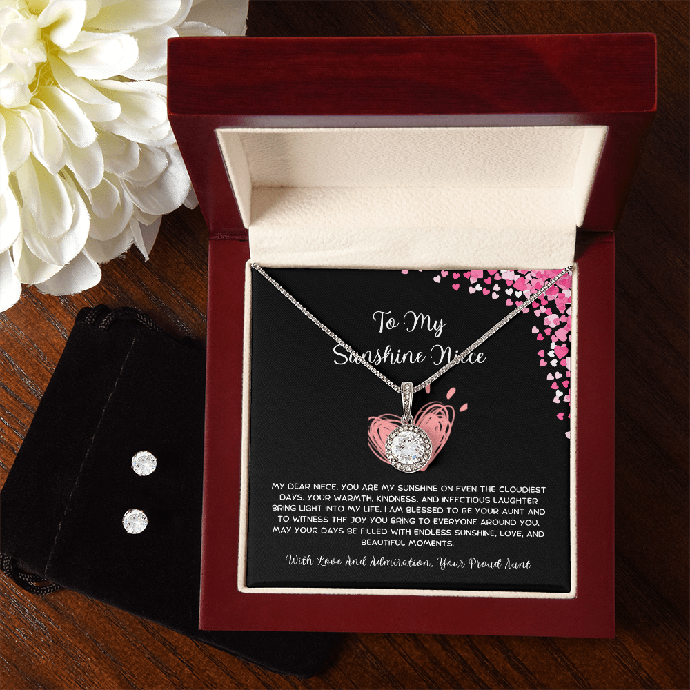 To My Sunshine Niece - From Aunt to Niece Eternal Hope Necklace With Earrings