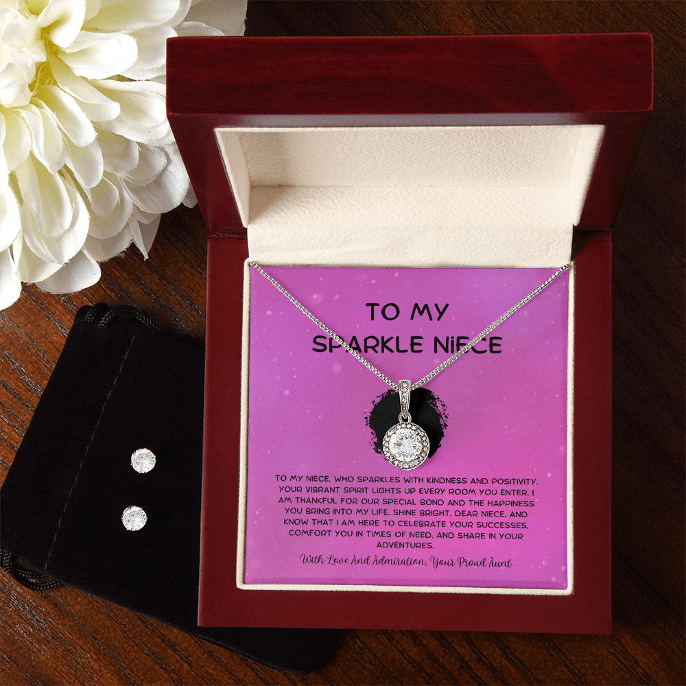 To My Sparkle Niece - From Aunt to Niece Eternal Hope Necklace With Earrings