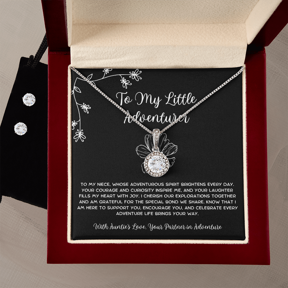 To My Little Adventurer - From Aunt to Niece Eternal Hope Necklace With Earrings
