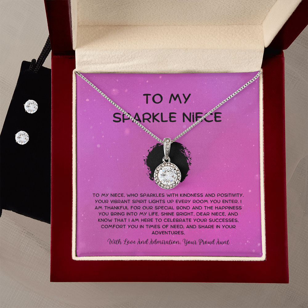 To My Sparkle Niece - From Aunt to Niece Eternal Hope Necklace With Earrings