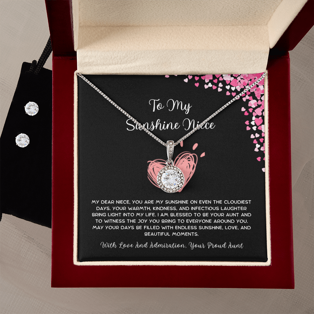 To My Sunshine Niece - From Aunt to Niece Eternal Hope Necklace With Earrings