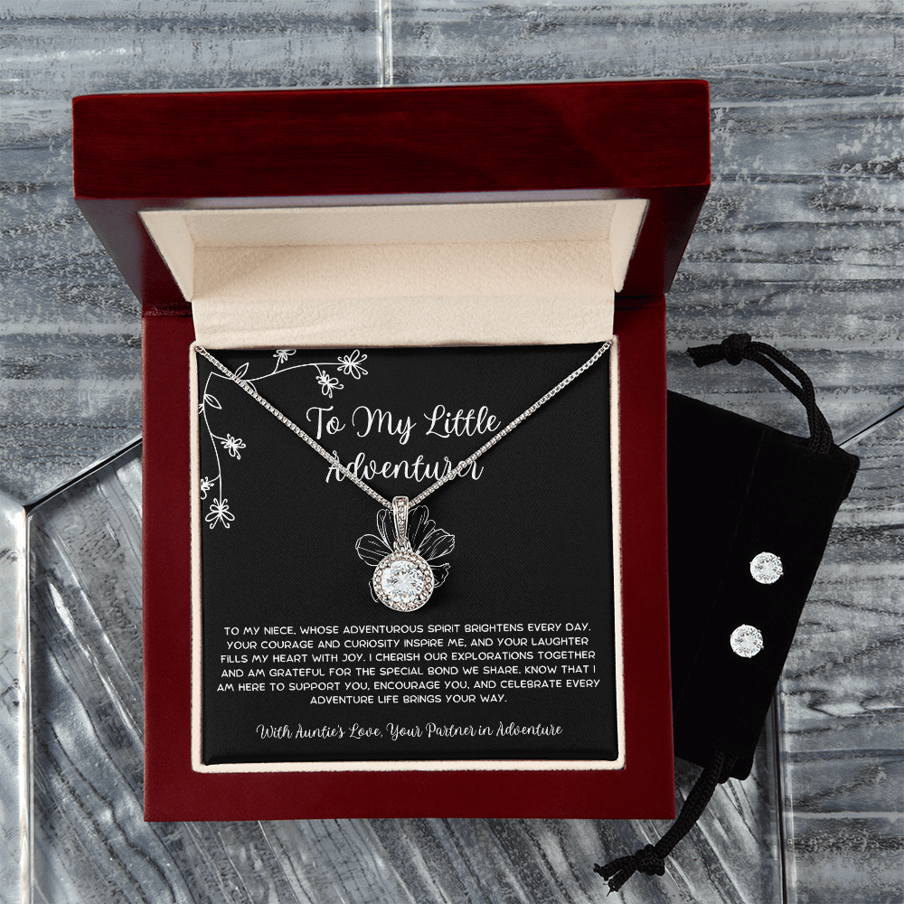 To My Little Adventurer - From Aunt to Niece Eternal Hope Necklace With Earrings