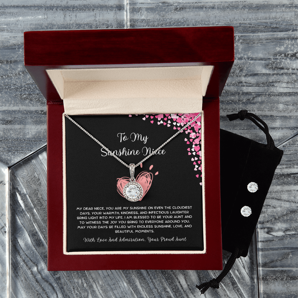 To My Sunshine Niece - From Aunt to Niece Eternal Hope Necklace With Earrings
