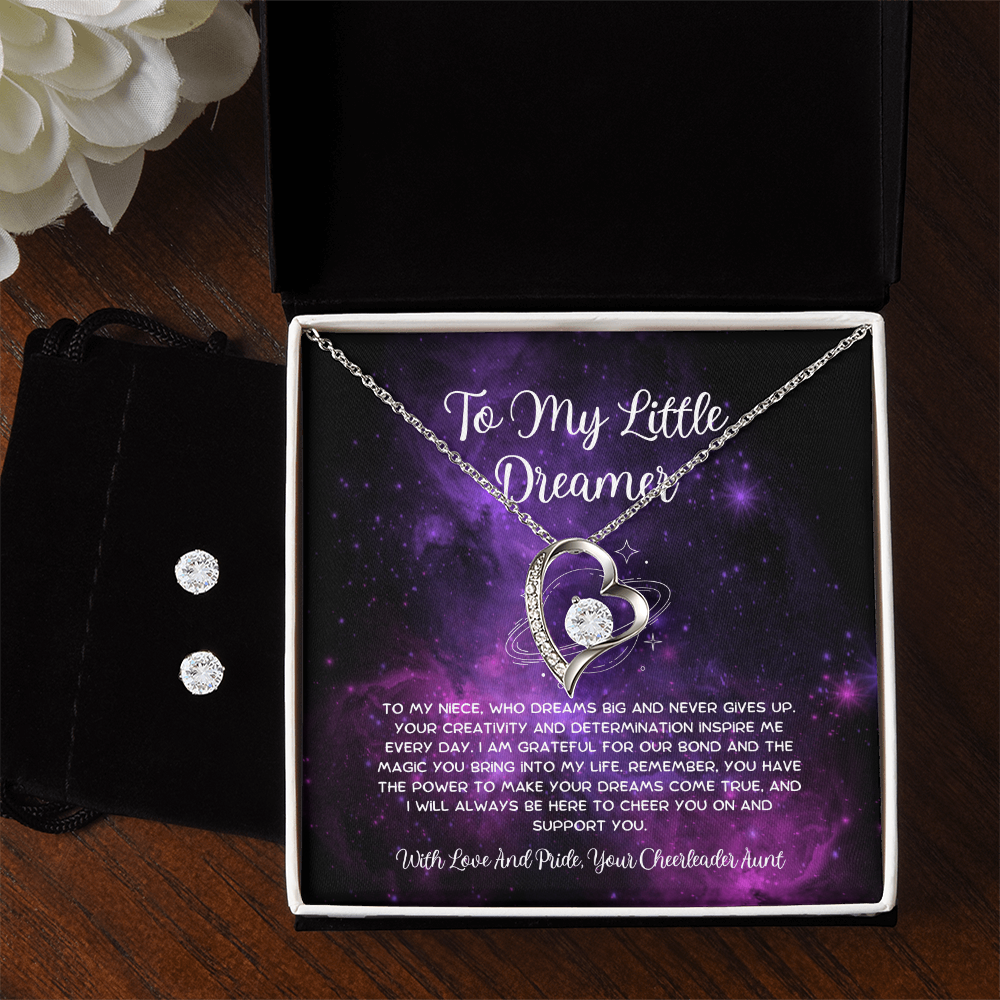 To My Little Dreamer - From Aunt to Niece Forever Love Necklace With Earrings