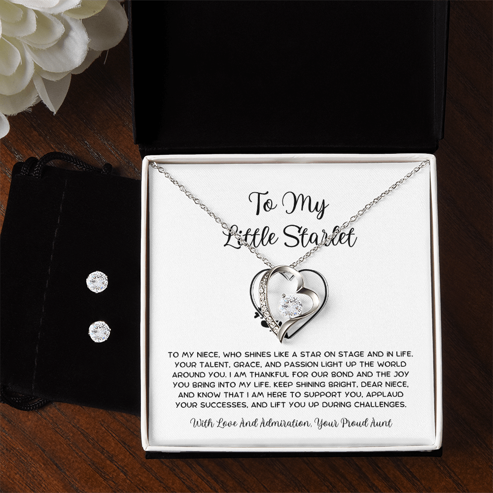 To My Little Starlet - From Aunt to Niece Forever Love Necklace With Earrings