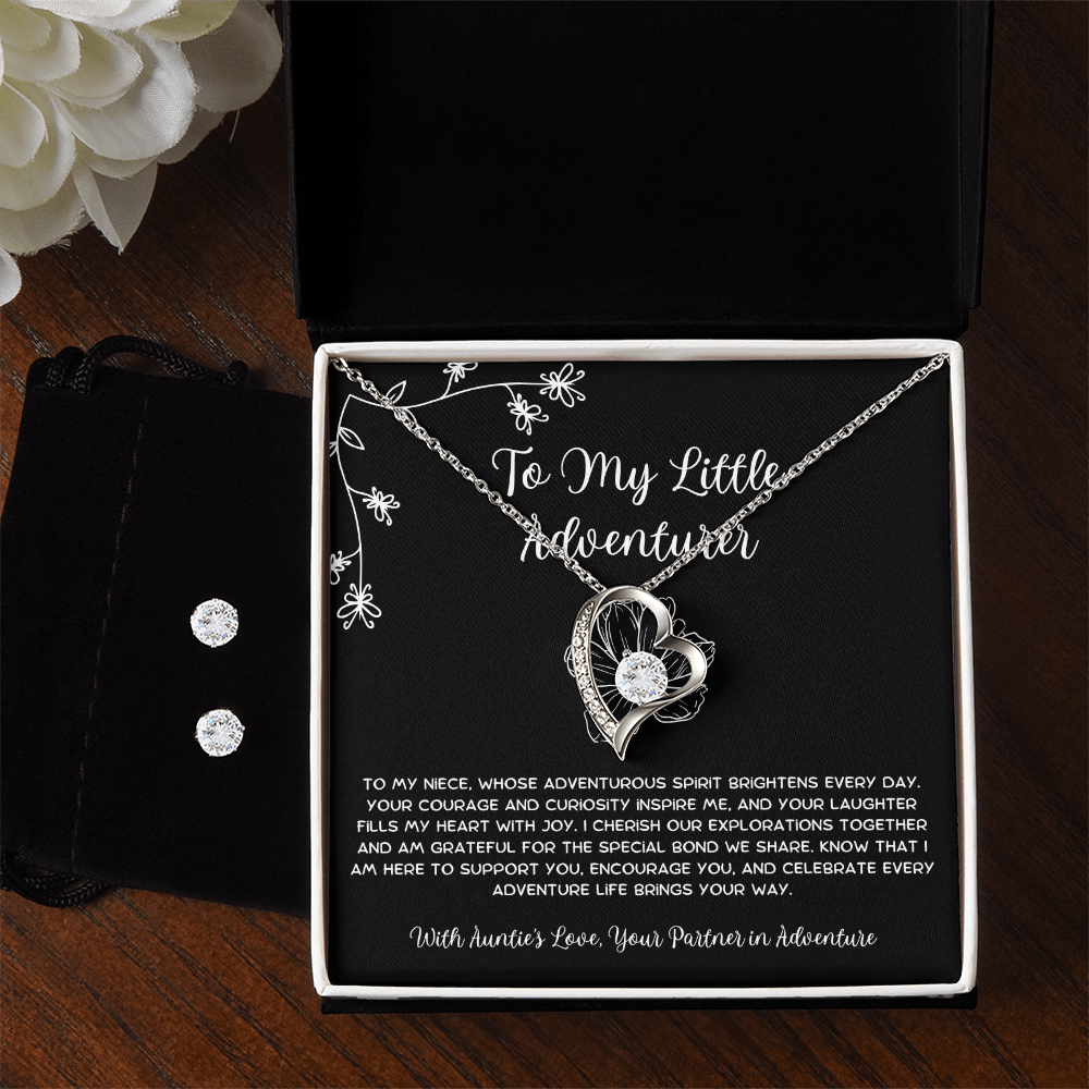 To My Little Adventurer - From Aunt to Niece Forever Love Necklace With Earrings