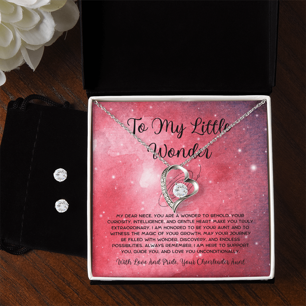To My Little Wonder - From Aunt to Niece Forever Love Necklace With Earrings