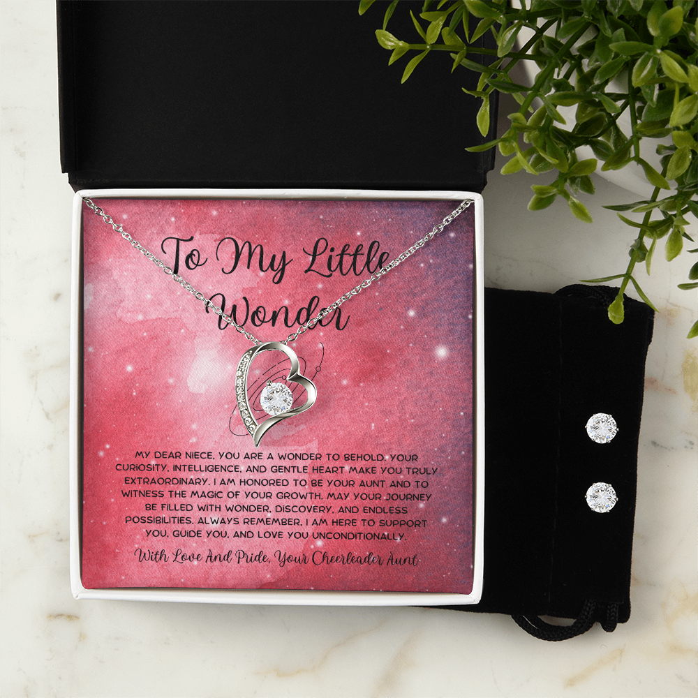 To My Little Wonder - From Aunt to Niece Forever Love Necklace With Earrings