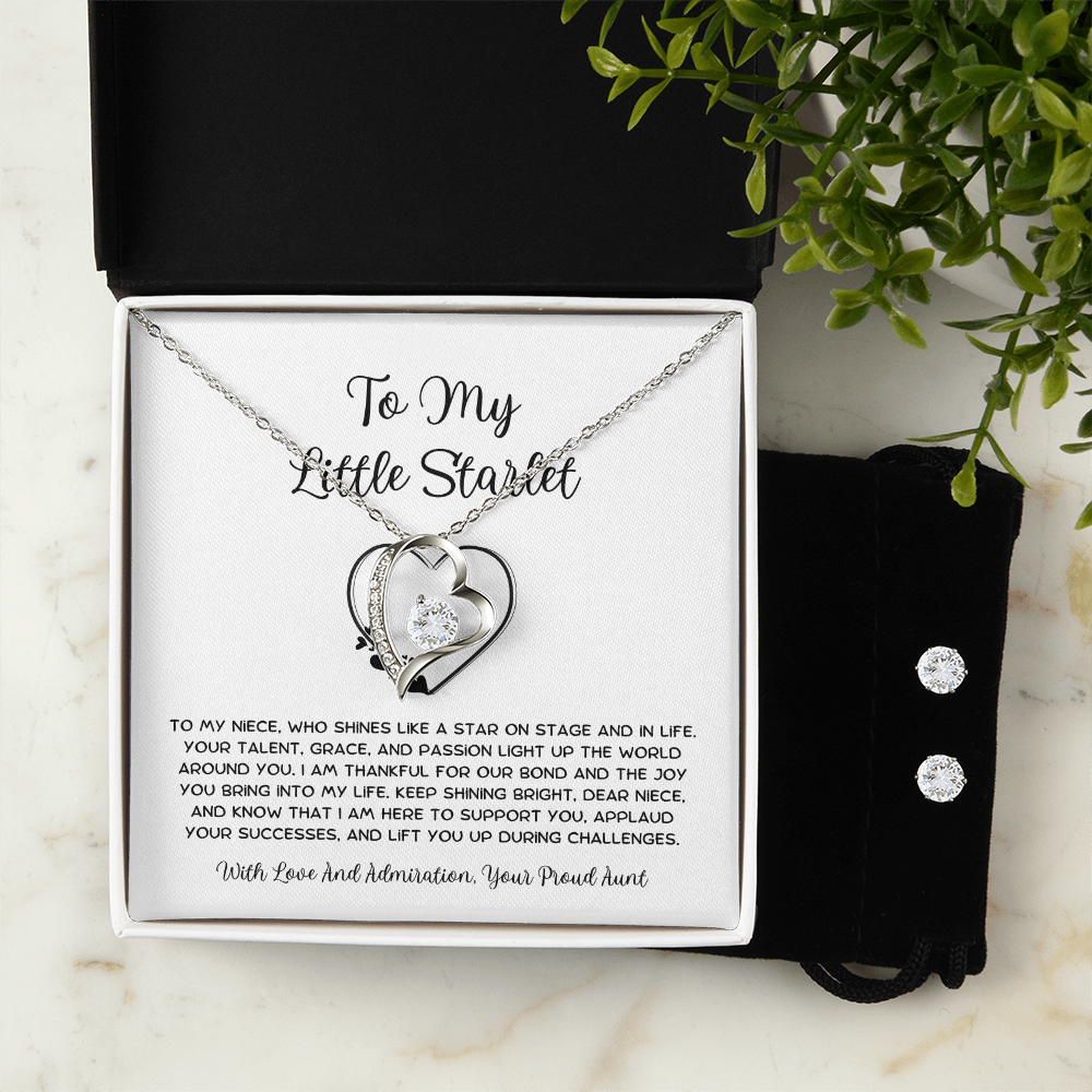 To My Little Starlet - From Aunt to Niece Forever Love Necklace With Earrings