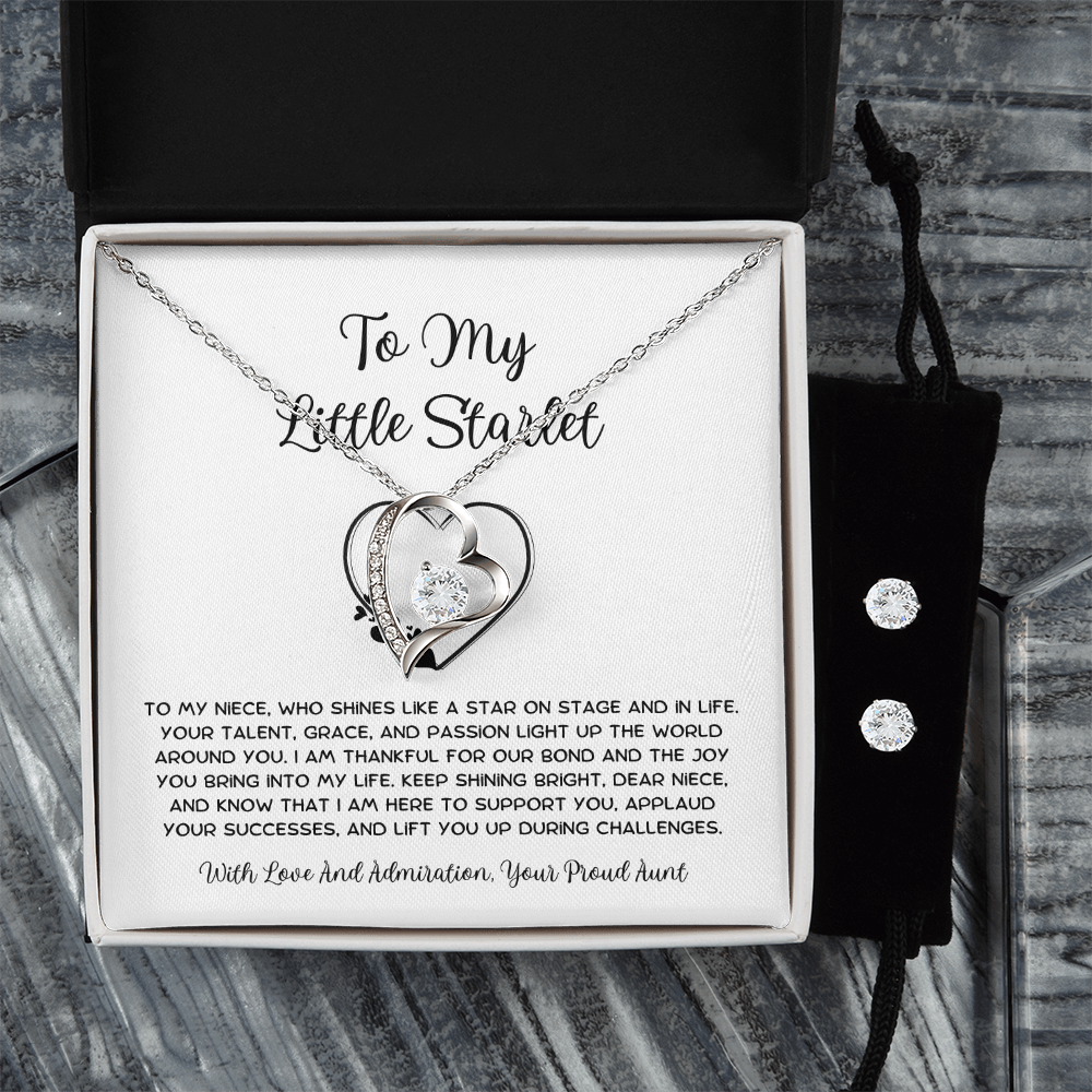 To My Little Starlet - From Aunt to Niece Forever Love Necklace With Earrings