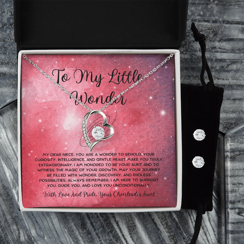 To My Little Wonder - From Aunt to Niece Forever Love Necklace With Earrings