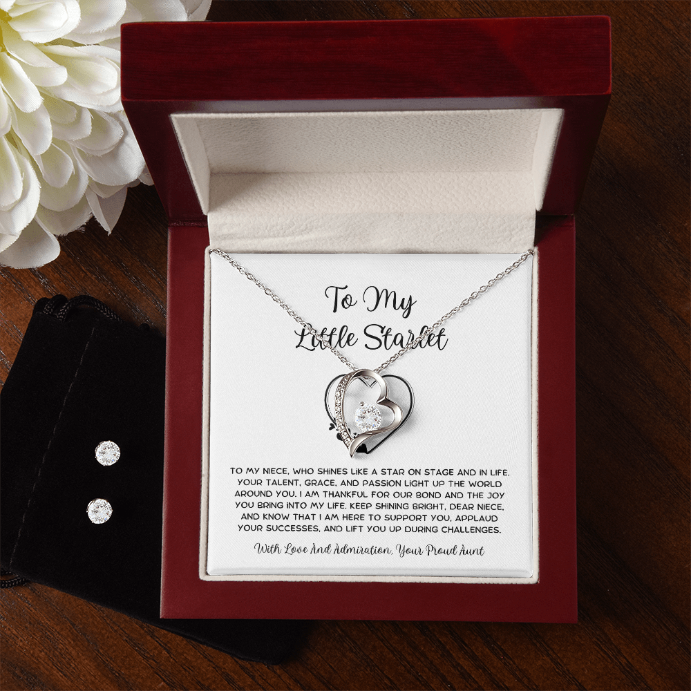 To My Little Starlet - From Aunt to Niece Forever Love Necklace With Earrings