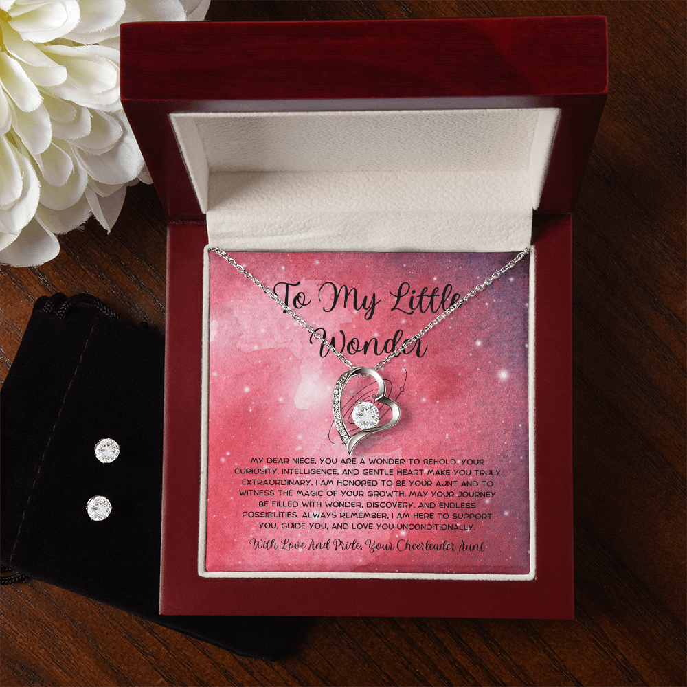 To My Little Wonder - From Aunt to Niece Forever Love Necklace With Earrings