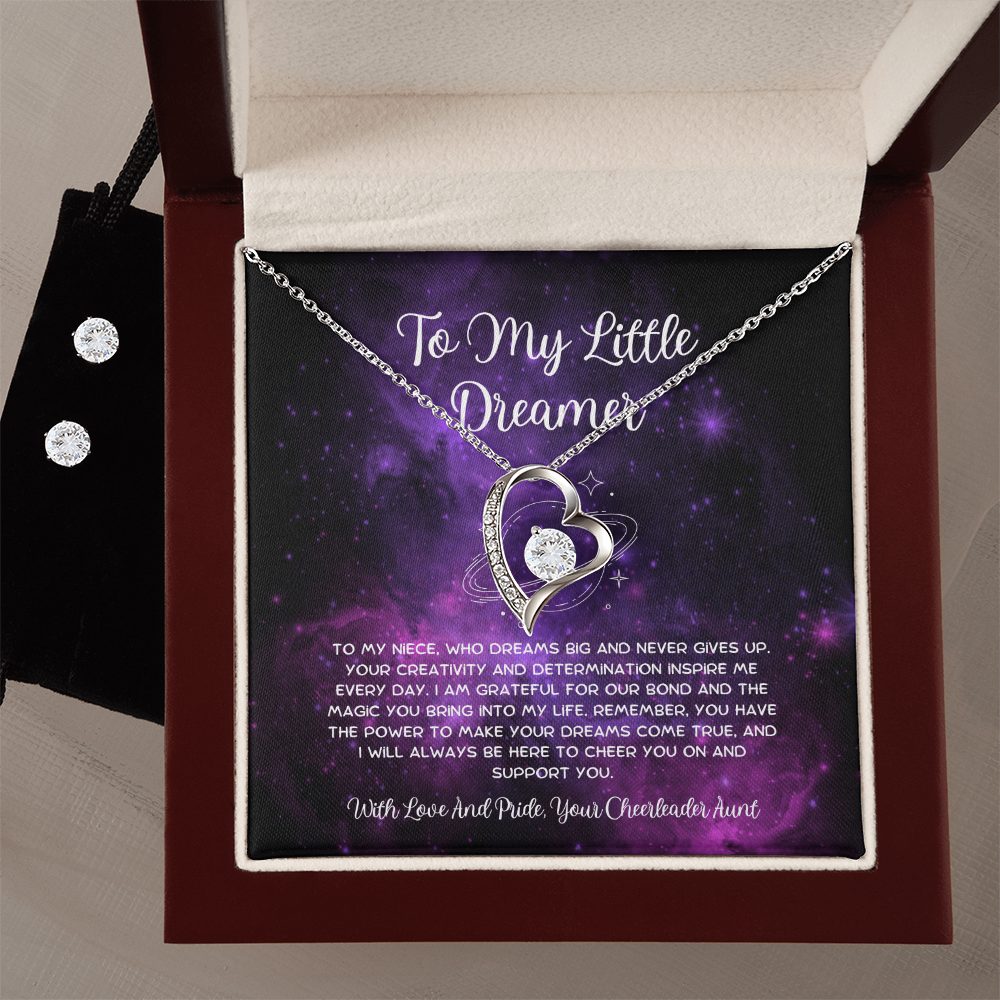 To My Little Dreamer - From Aunt to Niece Forever Love Necklace With Earrings