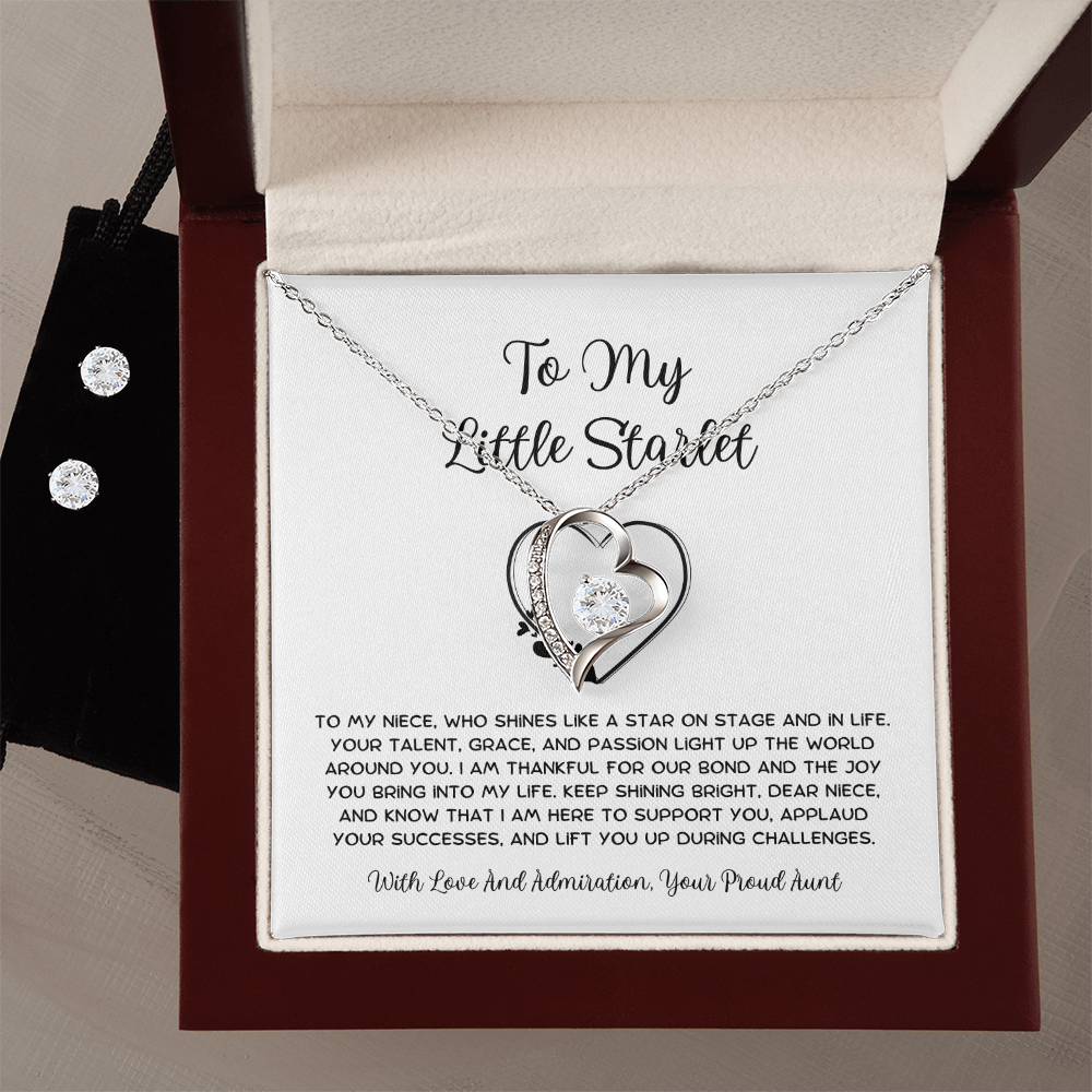To My Little Starlet - From Aunt to Niece Forever Love Necklace With Earrings