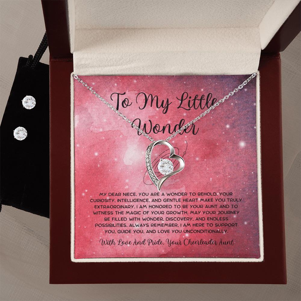 To My Little Wonder - From Aunt to Niece Forever Love Necklace With Earrings