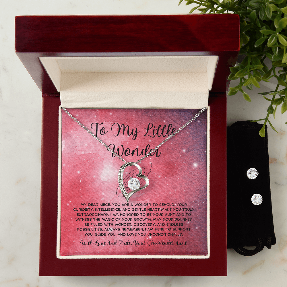 To My Little Wonder - From Aunt to Niece Forever Love Necklace With Earrings