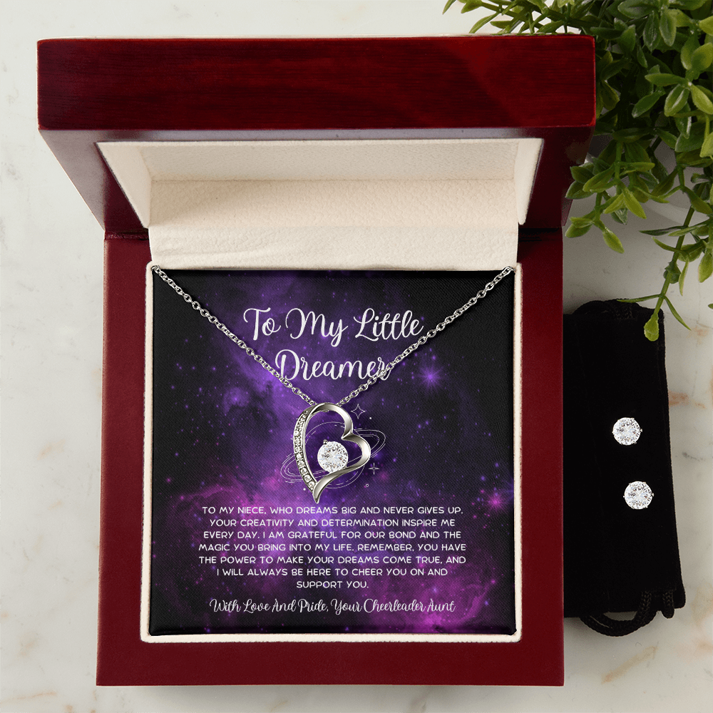 To My Little Dreamer - From Aunt to Niece Forever Love Necklace With Earrings