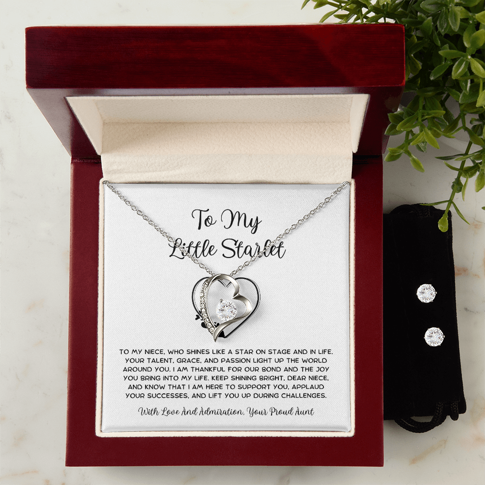 To My Little Starlet - From Aunt to Niece Forever Love Necklace With Earrings