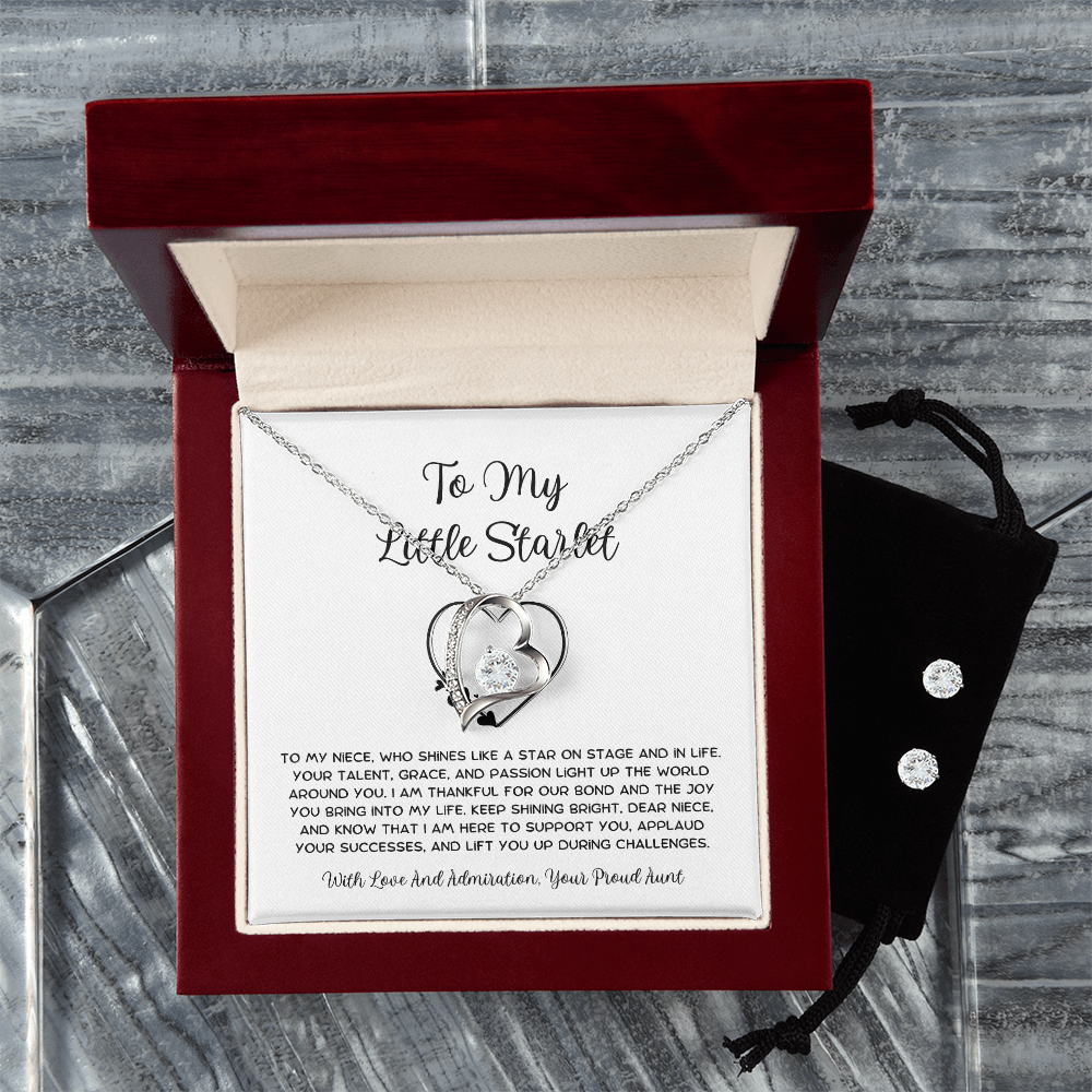 To My Little Starlet - From Aunt to Niece Forever Love Necklace With Earrings