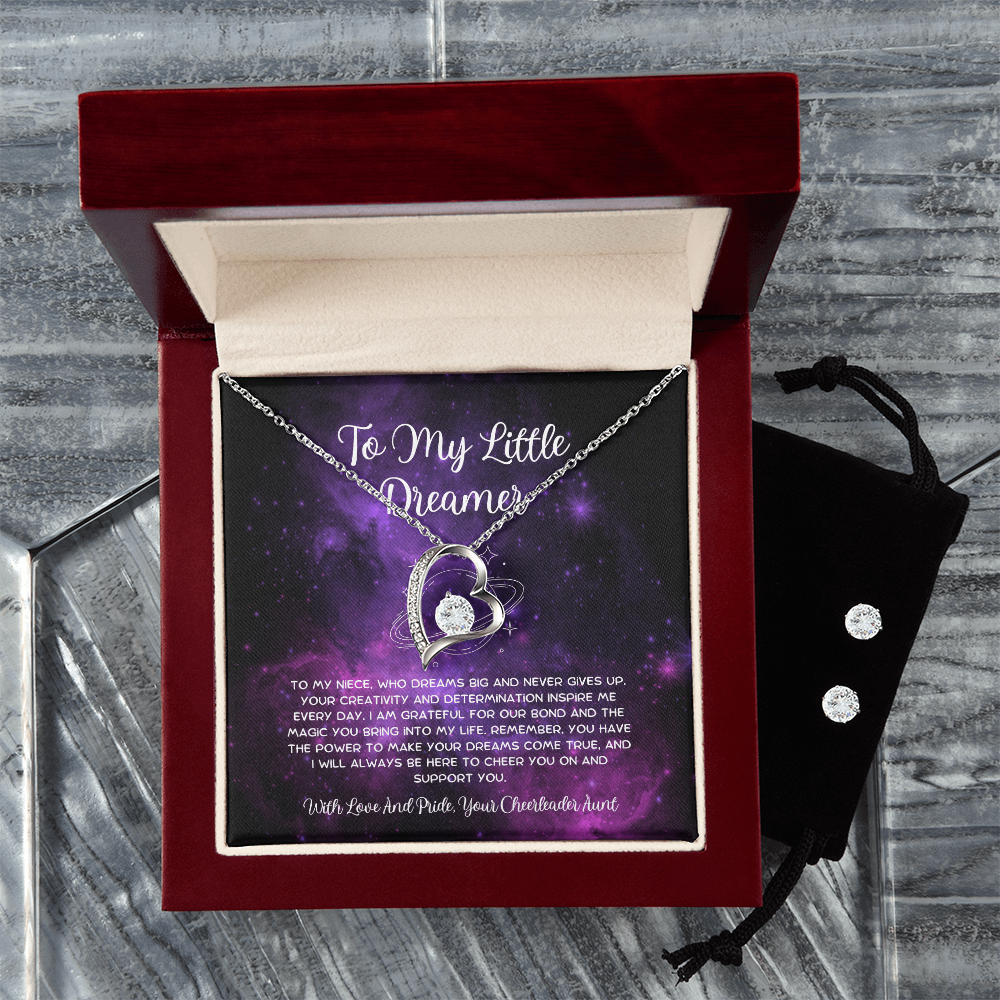 To My Little Dreamer - From Aunt to Niece Forever Love Necklace With Earrings