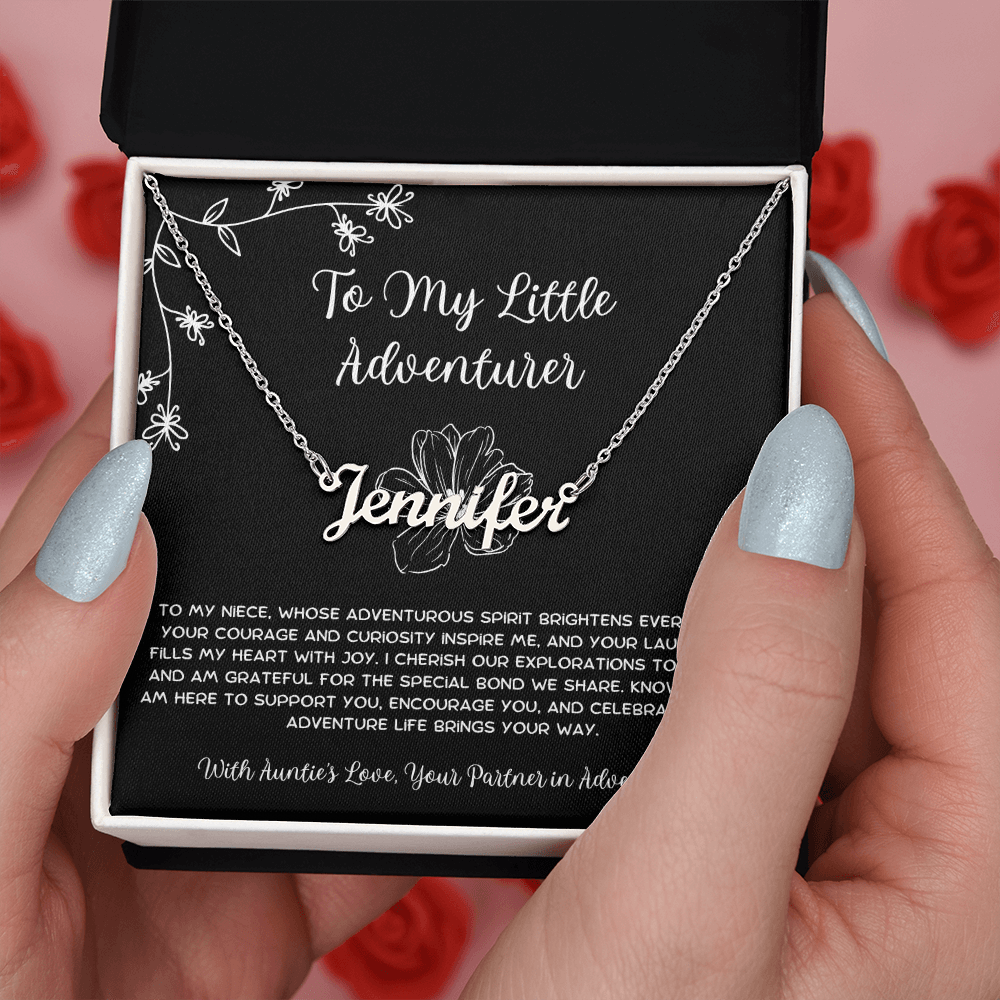 To My Little Adventurer - From Aunt to Niece Custom Name Necklace