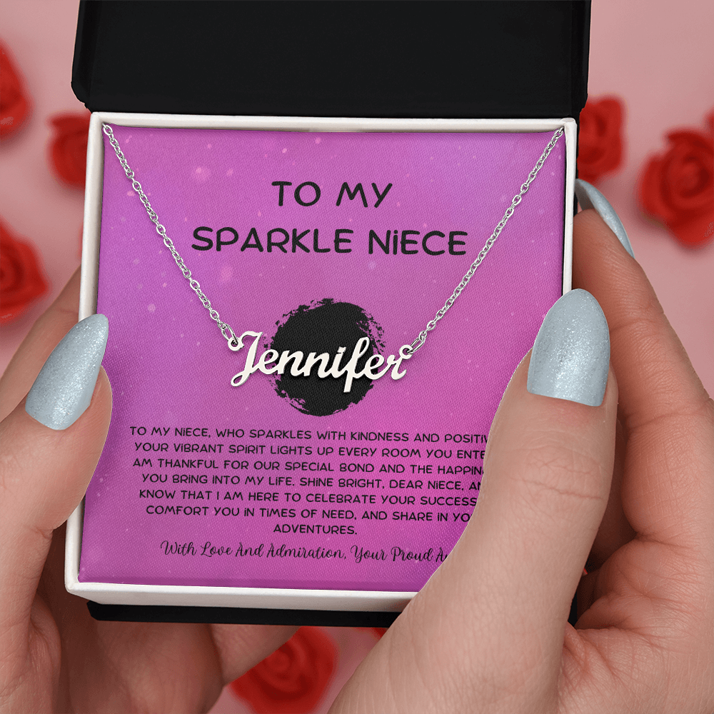 To My Sparkle Niece - From Aunt to Niece Custom Name Necklace