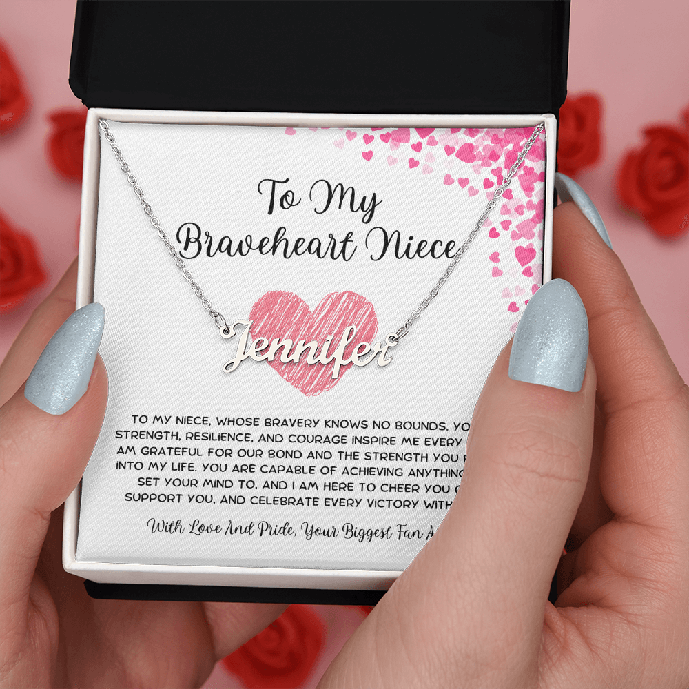 To My Braveheart Niece - From Aunt to Niece Custom Name Necklace