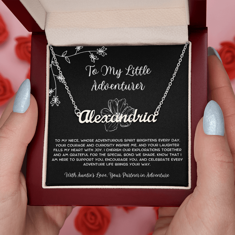 To My Little Adventurer - From Aunt to Niece Custom Name Necklace