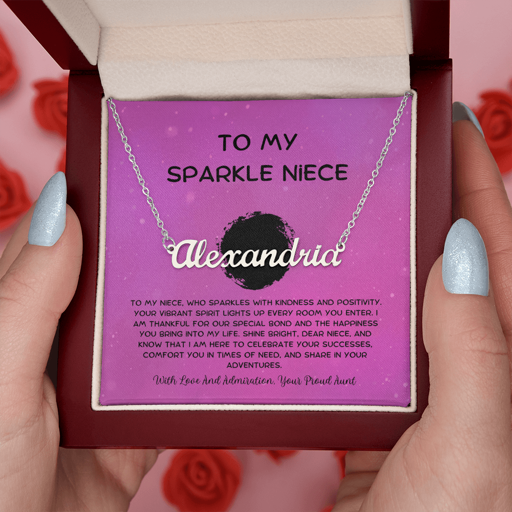 To My Sparkle Niece - From Aunt to Niece Custom Name Necklace