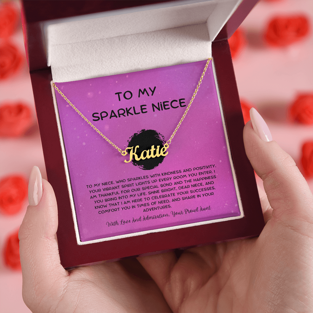 To My Sparkle Niece - From Aunt to Niece Custom Name Necklace