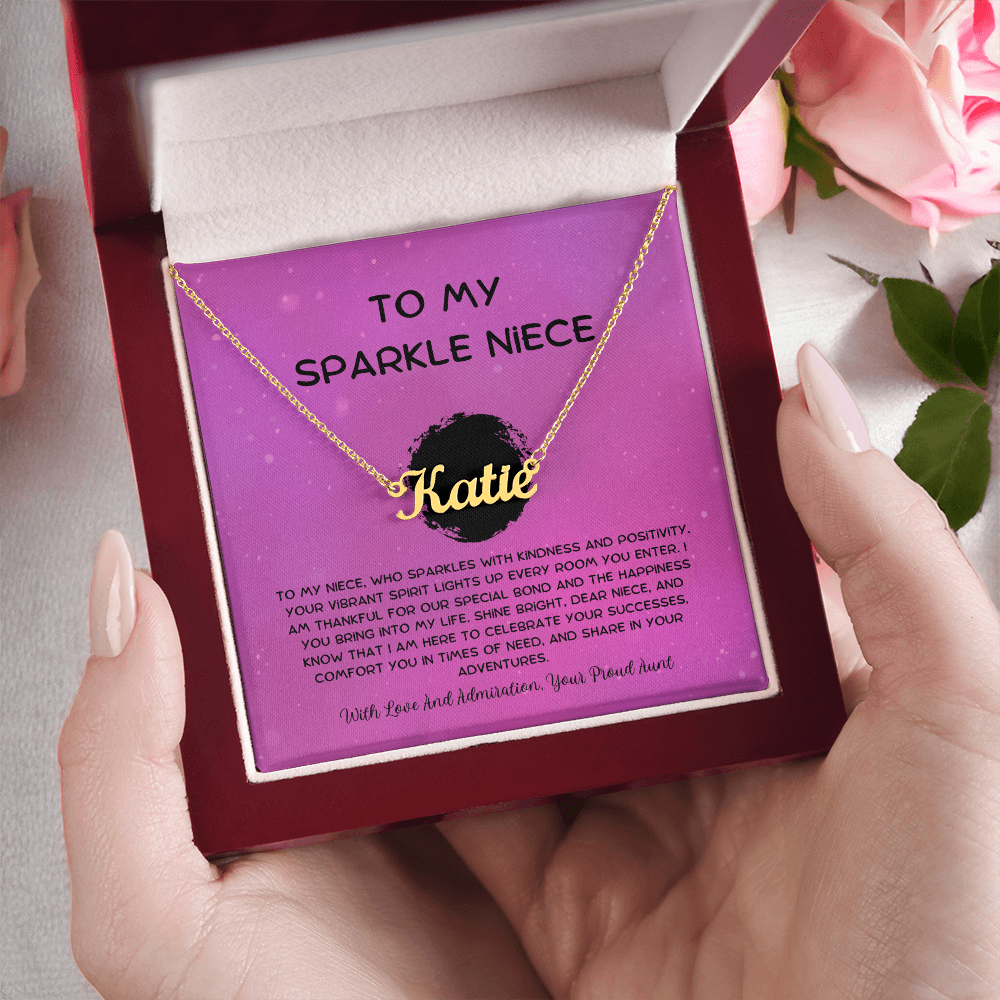 To My Sparkle Niece - From Aunt to Niece Custom Name Necklace