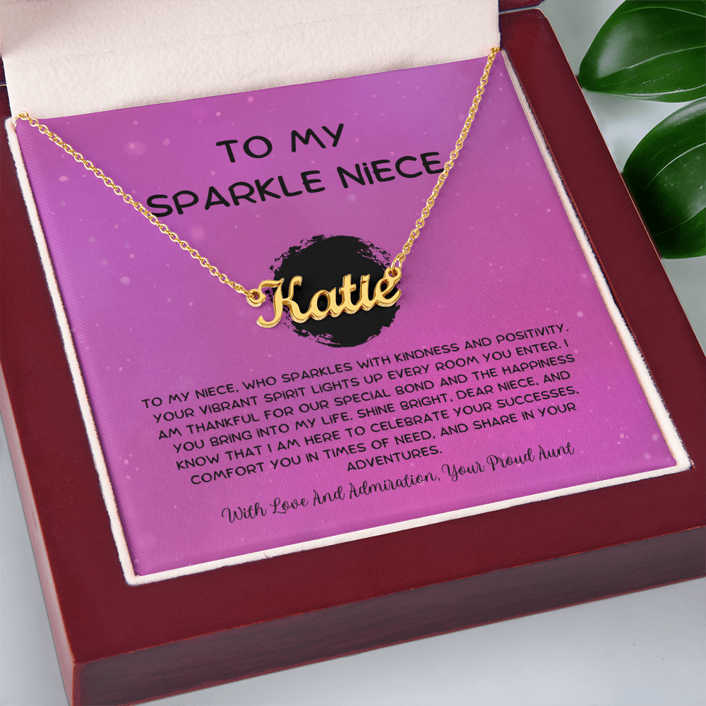 To My Sparkle Niece - From Aunt to Niece Custom Name Necklace