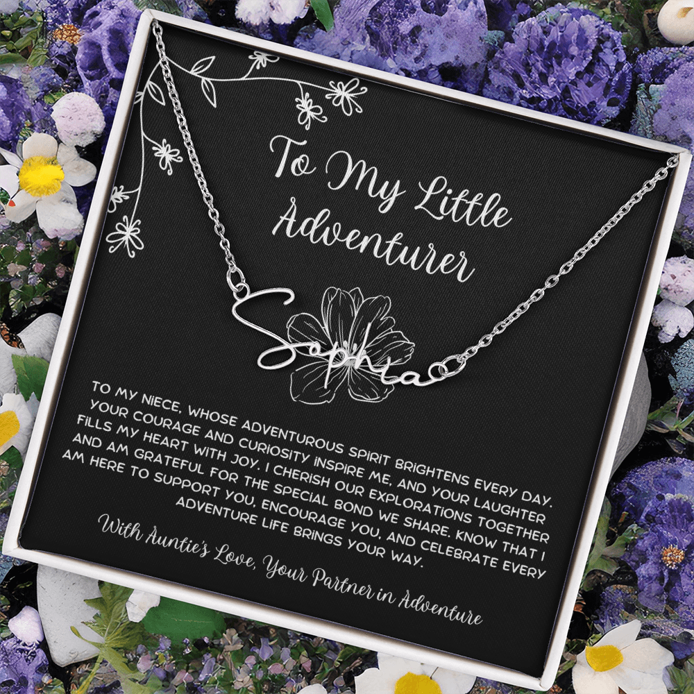 To My Little Adventurer - From Aunt to Niece Signature Name Necklace