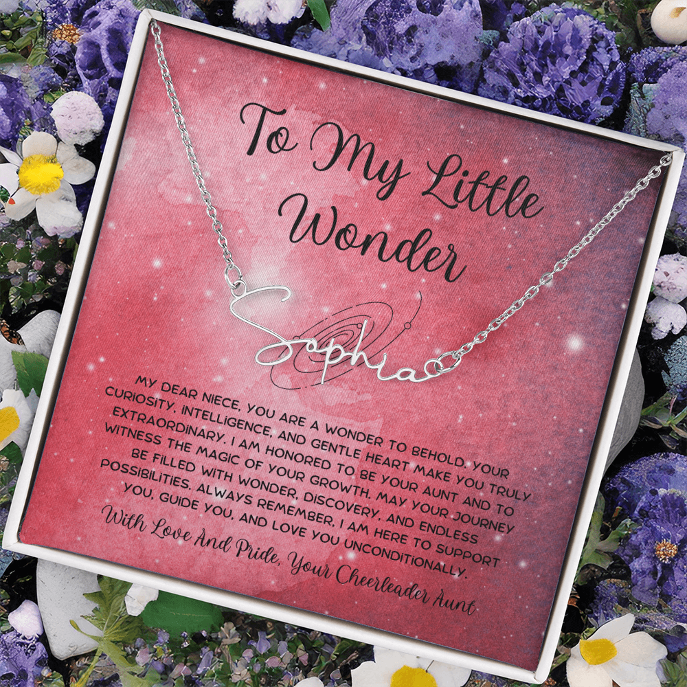 To My Little Wonder - From Aunt to Niece Signature Name Necklace