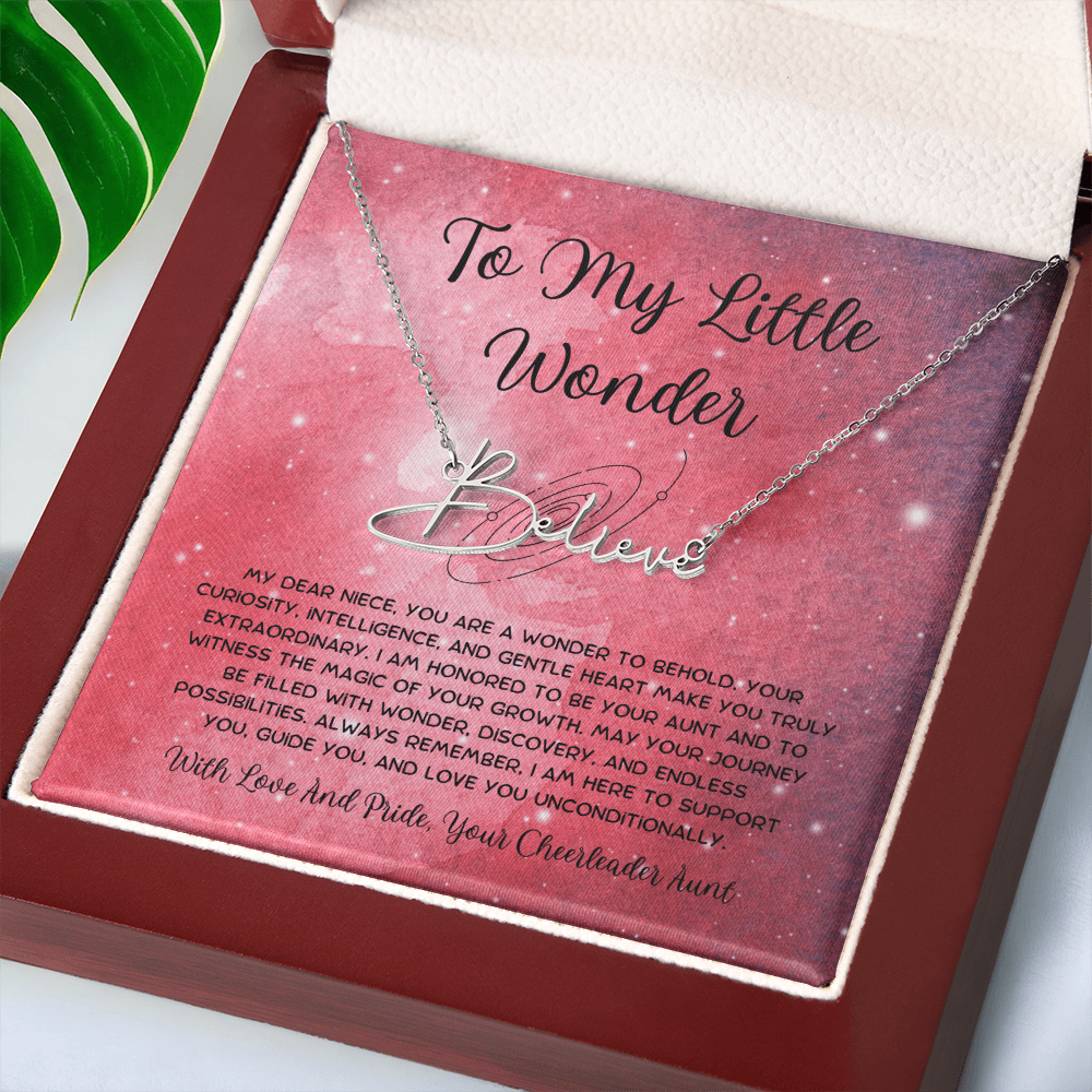 To My Little Wonder - From Aunt to Niece Signature Name Necklace
