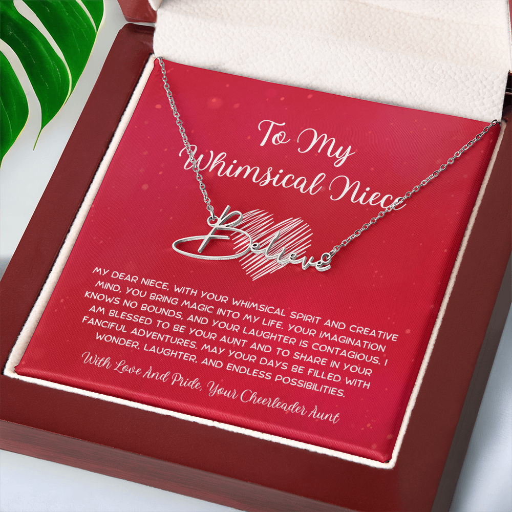 To My Whimsical Niece - From Aunt to Niece Signature Name Necklace