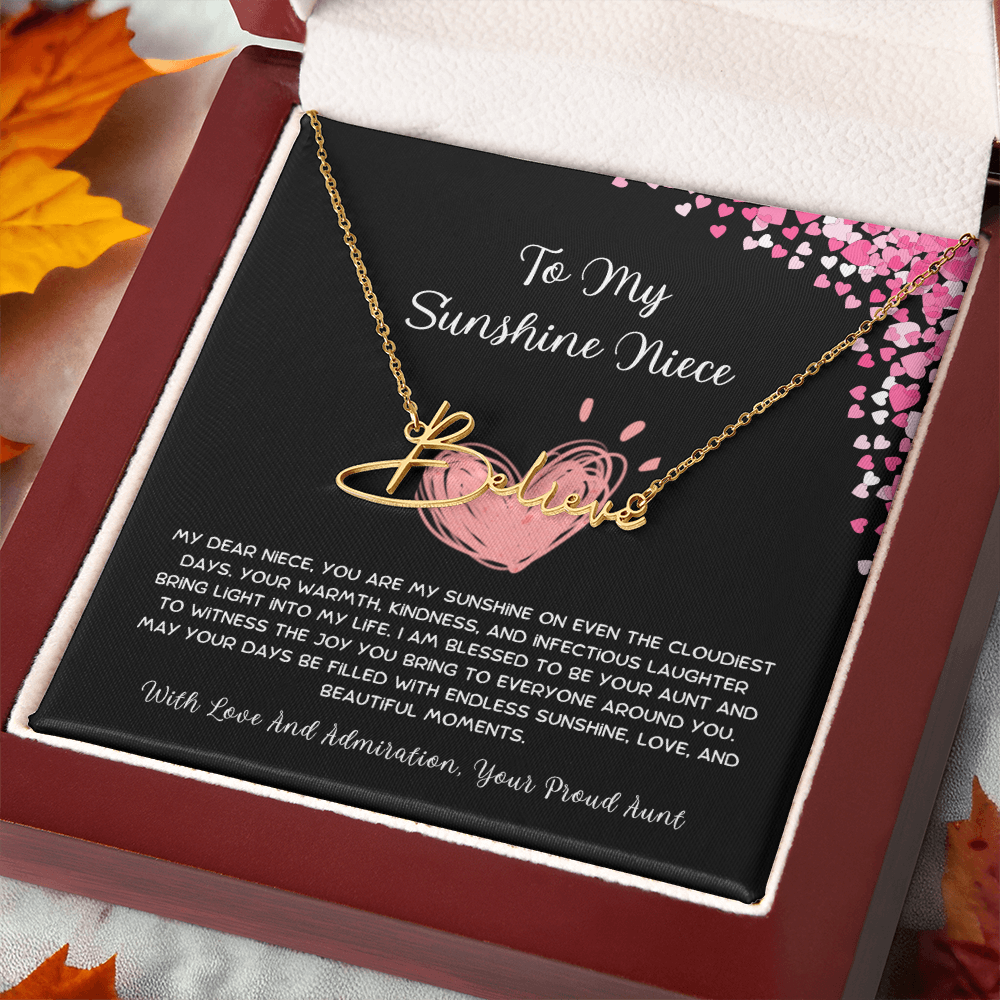 To My Sunshine Niece - From Aunt to Niece Signature Name Necklace