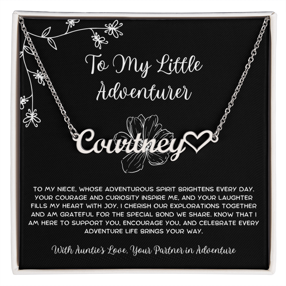 To My Little Adventurer - From Aunt to Niece Heart Name Necklace