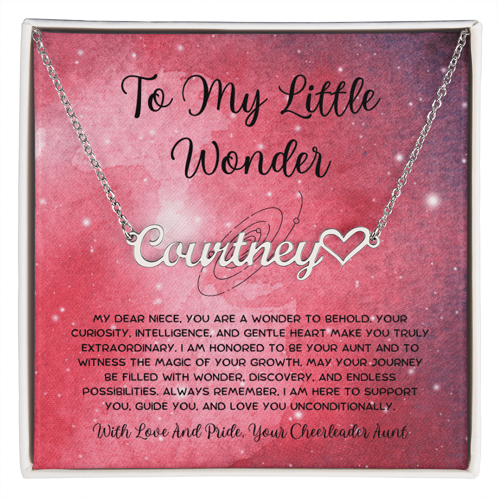 To My Little Wonder - From Aunt to Niece Heart Name Necklace