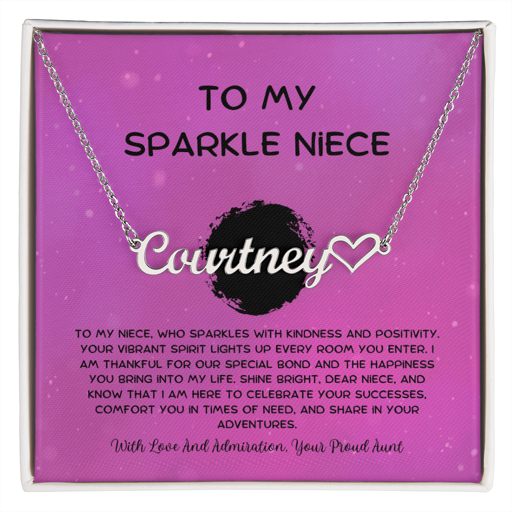 To My Sparkle Niece - From Aunt to Niece Heart Name Necklace