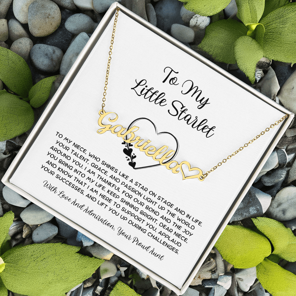 To My Little Starlet - From Aunt to Niece Heart Name Necklace