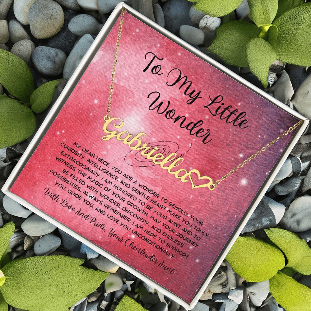 To My Little Wonder - From Aunt to Niece Heart Name Necklace